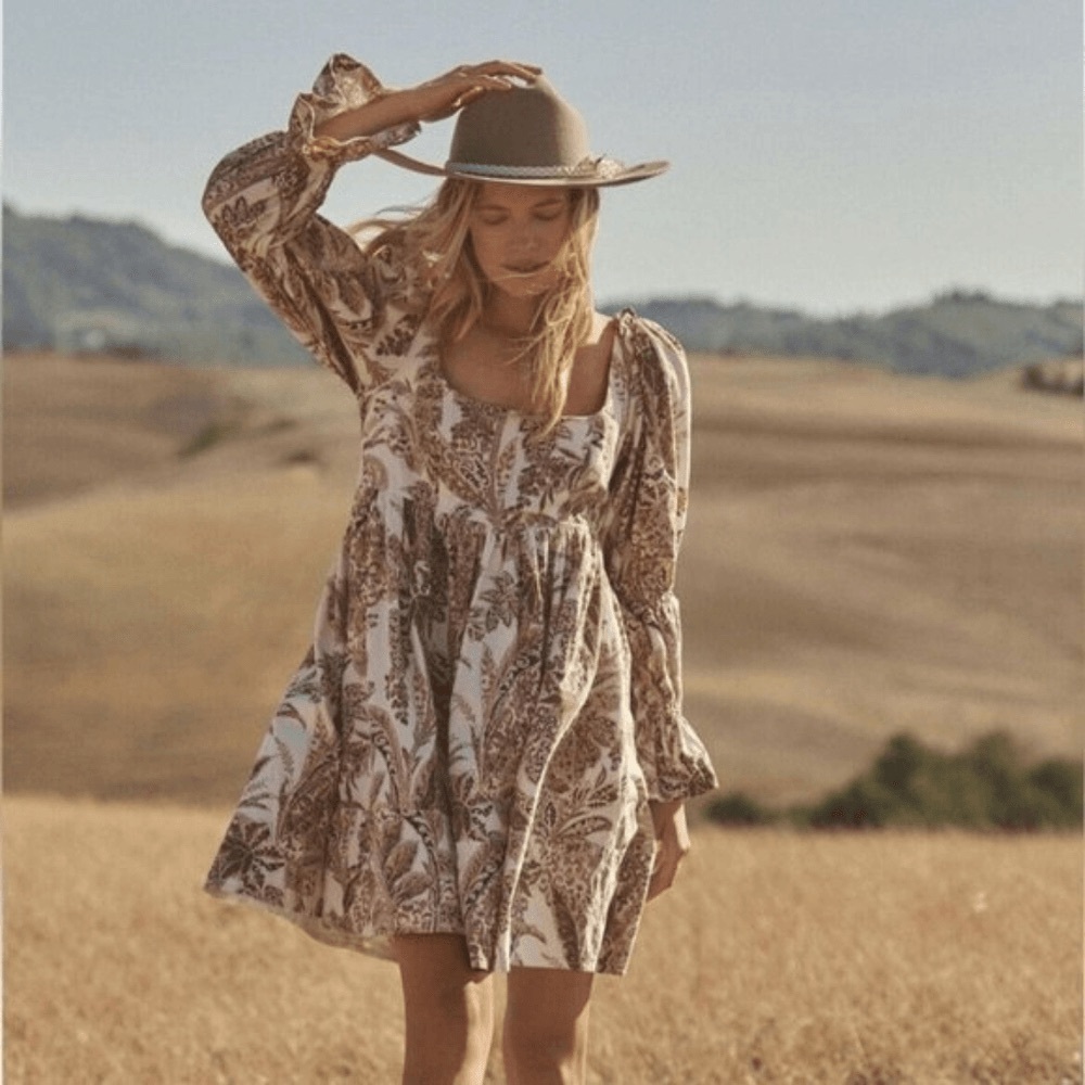Anthropologie Pilcro Square-Neck Corduroy Babydoll Mini Dress Size XXS